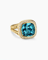 Albion® Ring in 18K Yellow Gold with Hampton Blue Topaz and Diamonds, 11mm